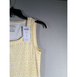 Chicos Ultimate Tee Tank Top Daffodil Yellow Native Geo Ribbed Knit Size 0 NEW